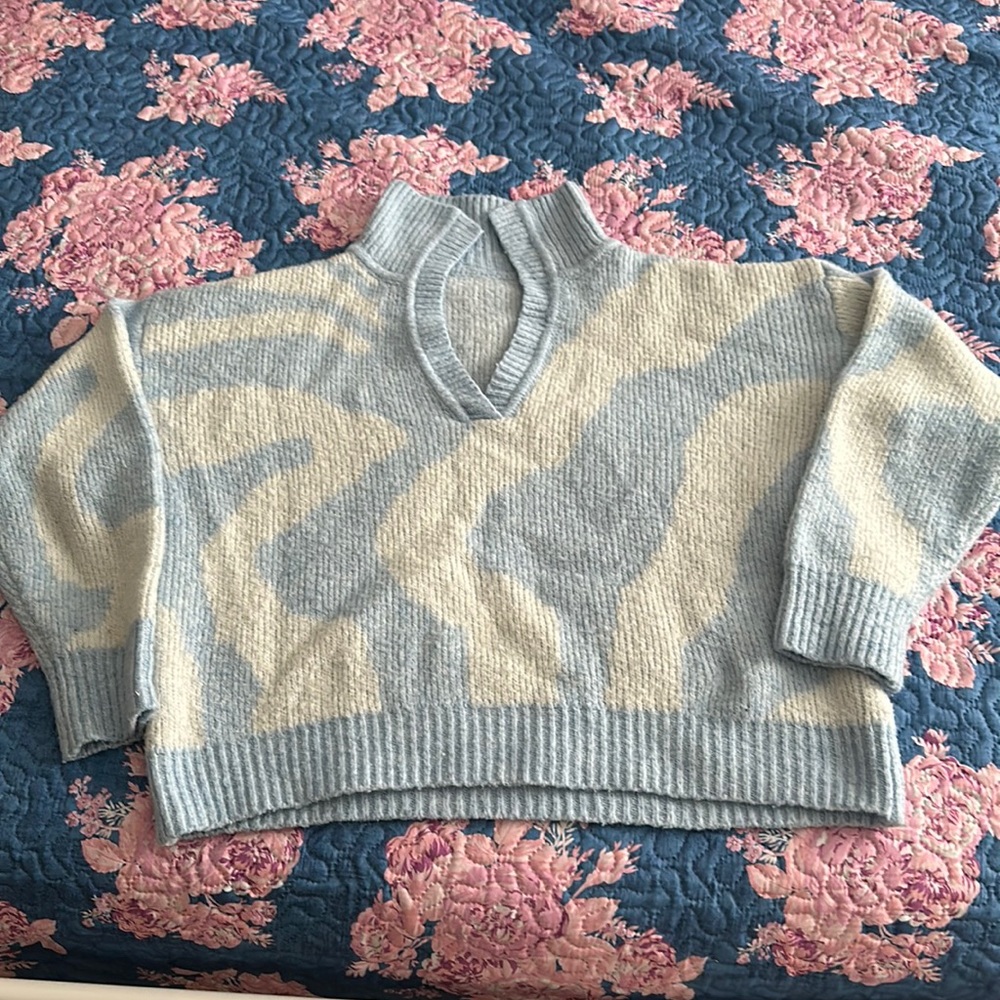 Blue and White Wave Sweater